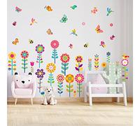 Winhappyhome Sticker mural simple décoration murale pour chambre d'enfant Motif fleurs abeille, papillon, oiseau, sept étoiles