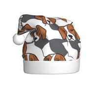 WINHGA Beagle Patterns Prints Chapeaux de Noël en peluche pour hommes et femmes, chapeaux de Noël pour adultes pour le Nouvel An