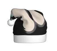 WINHGA Big Footprints on the beach Prints Chapeaux de Noël en peluche pour hommes et femmes, chapeaux de Noël pour adultes pour le Nouvel An