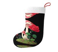 Winhga Chaussettes de Noël imprimées des deux côtés avec des roses champignons qui grandissent ensemble pour une grande capacité pour les fêtes de fin d'année, décorations d'intérieur