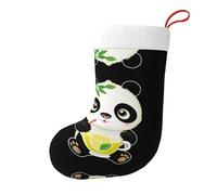 Winhga Chaussettes de Noël imprimées des deux côtés Panda Citron Tea Prints pour décoration d'intérieur de grande capacité