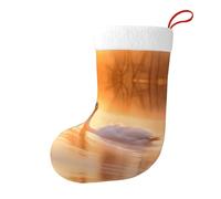 Winhga Chaussettes de Noël imprimées double face Cygne blanc sur le lac pour décoration d'intérieur de grande capacité