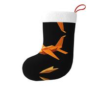 Winhga Chaussettes de Noël imprimées double face orange origami avions pour décoration d'intérieur de fête de vacances de grande capacité
