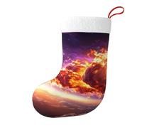 Winhga Chaussettes de Noël imprimées recto-verso comète dans l'espace pour décoration d'intérieur de fête de vacances de grande capacité