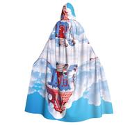 WINHGA Cottage In The Snow Prints Veste à capuche pour adulte - Longue cape de fête pour homme et femme