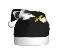 WINHGA Hirondelle de fleurs sur une branche imprimée chapeaux de Noël en peluche pour hommes et femmes, chapeaux de Noël pour adultes, chapeaux de fête du Nouvel An