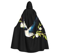 WINHGA Longue cape à capuche pour adulte avec imprimé hirondelle sur une branche - Pour homme et femme