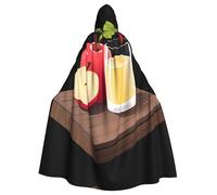 WINHGA Longue cape à capuche pour adulte avec inscription « Apple Drink on the table » - Convient pour homme et femme