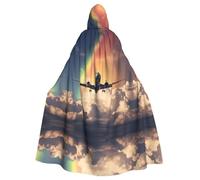WINHGA Longue cape à capuche pour adulte Motif avion sous l'arc-en-ciel Pour homme et femme