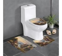 WINHGA Looking Out to sea Prints Lot de 3 tapis antidérapants rectangulaires, en forme de U et ovales pour toilettes, coiffeuse et baignoire 61 x 40,6 cm