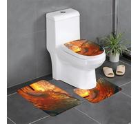 WINHGA Lot de 3 tapis antidérapants pour salle de bain Motif vagues roulantes dans la mer 61 x 40,6 cm - Tapis rectangulaire en forme de U et ovale pour toilettes, coiffeuse et salle de bain