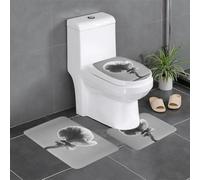 WINHGA Lot de 3 tapis de salle de bain antidérapants en forme de champignons enchanteurs 61 x 40,6 cm - Tapis rectangulaire en forme de U et ovale pour toilettes, coiffeuse et salle de bain