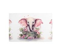 WINHGA Lot de 6 sets de table lavables à motif éléphant rose qui prend le bain pour table de salle à manger, résistants à la chaleur et aux plis pour décoration de chambre d'intérieur