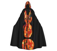 WINHGA Manteau à capuche pour adulte avec imprimé chat - Longue cape de fête pour homme et femme