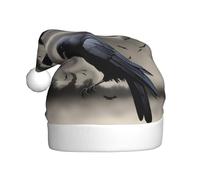 WINHGA Night Crow Prints Chapeaux de Noël en peluche pour homme et femme pour adulte Nouvel An