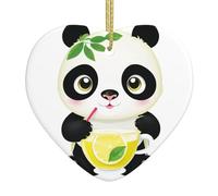 WINHGA Panda Citron Tea Prints Christmas Ceramic Love Pendentif Décoration Intérieur Festival Cadeau