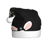 WINHGA Pirate Rabbit with Two Guns Prints Men's and Women Plush Christmas Hats Adult New Year Holiday Party Caps