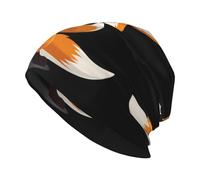 WINHGA Rock and Roll Fox Prints Bonnet tricoté pour adulte Convient pour les hommes et les femmes, casquette sans bord, chaud, toutes saisons, noir