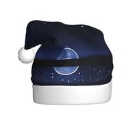 WINHGA Serene Blue Night View Prints Chapeaux de Noël en peluche pour homme et femme pour adulte Nouvel An