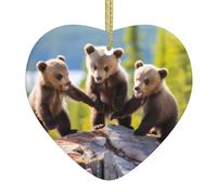 WINHGA Trois ours jouant des gravures de Noël en céramique pendentif amour décoration intérieure festival cadeau