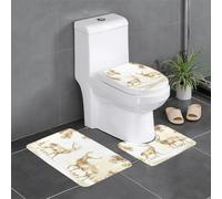 WINHGA Two Deer in the Snow Prints Lot de 3 tapis de salle de bain antidérapants rectangulaires, en forme de U et ovales pour toilettes, coiffeuse et baignoire 61 x 40,6 cm