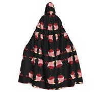 WINHGA Veste à capuche pour adulte avec imprimé cerises et popcorn - Longue cape de fête pour homme et femme