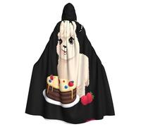 WINHGA Veste à capuche pour adulte Motif alpaga avec inscription « Alpaca next to the cake » - Longue cape de fête pour homme et femme
