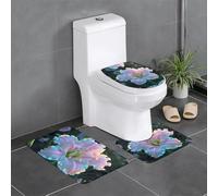 WINHGA White Lily Prints Lot de 3 tapis antidérapants rectangulaires en forme de U et ovales pour toilettes, coiffeuse et baignoire 61 x 40,6 cm