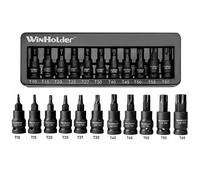 WinHolder Lot de 11 douilles courtes Torx mâles à impact étoile peu profonde T10 - T60