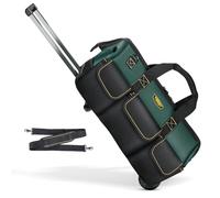 WINHUNT Sac à outils à roulettes de 55,9 cm avec roulettes, poignée télescopique réglable, organiseur de rangement à large ouverture, vert