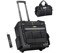 WINHUNT Sac à outils roulant, sac à outils de 50,8 cm avec roulettes, poignée télescopique, sac à outils portable robuste pour électricien, construction, noir