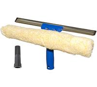 WinHux Outil 2 en 1 De Nettoyage De Vitres avec Gaine Microfibre Et Raclette 35c m, Adaptateur Push Fit pour Perches Télescopiques, Tête Lavable pour Fenêtres Et Vérandas