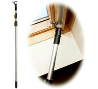 WinHux Perche Télescopique 1,2-3,0 m Verrou à Bouton pour Toits, Fenêtres et Stores - Compatible Fenêtres VELUX à Barre Supérieure et Barres de Commande ; Aluminium avec Crochet Antidérapant
