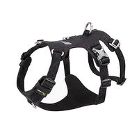 WINHYEPET Harnais pour Chien en Tissu Imperméable(Noir,M) | Harnais pour Chien en Sangle de Nylon Haute Densité, Léger, en Forme de H Double, Avec Broderie, 5 Positions Réglables
