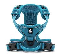 WINHYEPET True Love Harnais pour Chien sans Tirette Avant Clip Gilet Harnais de Voiture pour Chien réglable avec poignée Quatre Points de réglage Matériau réfléchissant, TLH5651(Bleu,XS)