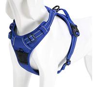 WINHYEPET True Love Harnais pour Chien sans Tirette Avant Clip Gilet Harnais de Voiture pour Chien réglable avec poignée Quatre Points de réglage Matériau réfléchissant, TLH5651(Bleu Royal,XS)