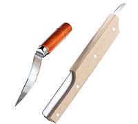 WINIAER Ensemble d'outils d'ouvre-noix de coco en acier inoxydable avec manche en bois, ouvre-noix de coco en acier inoxydable