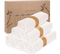 Winice Lot de 6 gants de toilette réutilisables en bambou naturel pour le visage et le corps - 25 cm x 25 cm - Blanc
