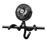 Winique Ventilateur de Poussette à Pince, Rechargeable Ventilateur USB Portable pour Sièges de Voiture Landaus, USB Rotatif Ultra Silencieux à 3 Vitesses à 360° avec Lumières LED