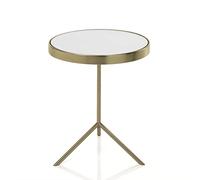 Wink Design Arry Gold Basse/Table de Chevet, Verre, Or Mat, Blanc, H48 x Ø 40 cm