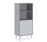 Wink Design Bar, Meuble Haut, Panneaux écologiques en Bois, mélaminé, Mélèze Blanc, béton, H135 x 60 x 40 cm