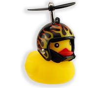 Winkee - Canard couineur pour vélo Flammes avec casque | L'adorable klaxon de vélo avec casque et hélice