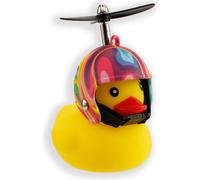 Winkee - Canard couineur pour vélo Flower Power avec casque | L'adorable klaxon de vélo avec casque et hélice