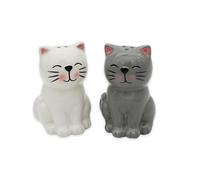 Winkee Ensemble Salière et Poivrière Originales en Céramique - Design Animal - Accessoires de Cuisine et Décoration de Table - Idée Cadeau (Chat)