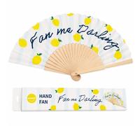 Winkee Fan Me Darling Éventail amusant avec message et support d'éventail, pliable, en bois et tissu, idée cadeau pour femmes et amies, 42,5 x 23 cm