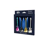 Winkee Rocks,Lot de 4 cuillères à café pour guitare,Les cuillères cool au look guitare électrique,Cuillère à café multicolore,Cuillère à expresso,Cuillère à œufs, anniversaire, Pâques