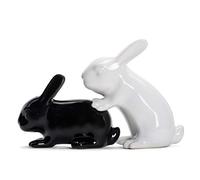 Winkee - Salière et poivrière en forme de lapin - Salière et poivrière en céramique - Décoration pour la cuisine - Cadeau de Noël, d'anniversaire de mariage