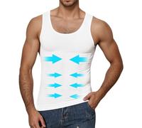 WINKEEY Maillot de Compression pour Hommes Shapewear Débardeur d'Amincissement sous-Chemise Minceu Body Shaper, Blanc L