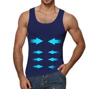 WINKEEY Maillot de Compression pour Hommes Shapewear Débardeur d'Amincissement sous-Chemise Minceu Body Shaper, Bleu L