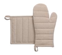 Winkler - Lot gant/manique Jona - Coton recyclé - Protection de cuisine, barbecue, pâtisserie - Dessous de plat en tissu